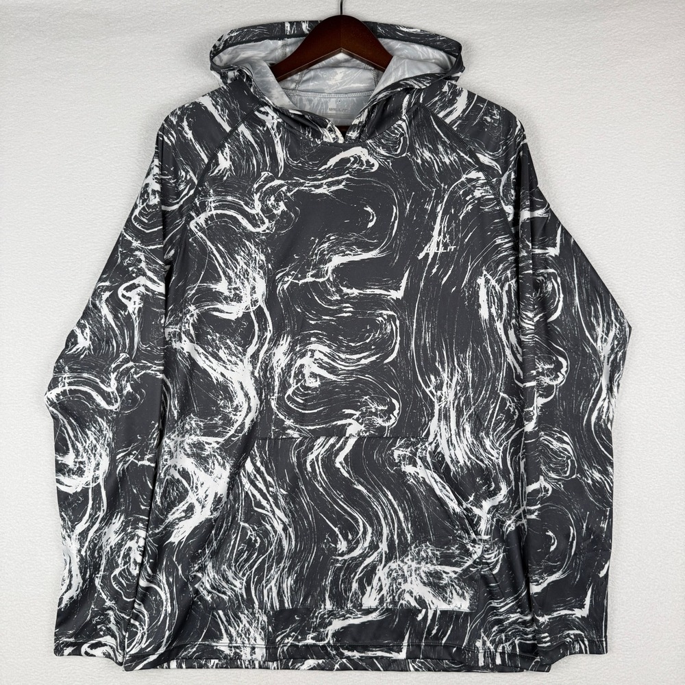 Willit Hoodie Mens Medium Grey White Marble Print Sun Protection Thumb Holes